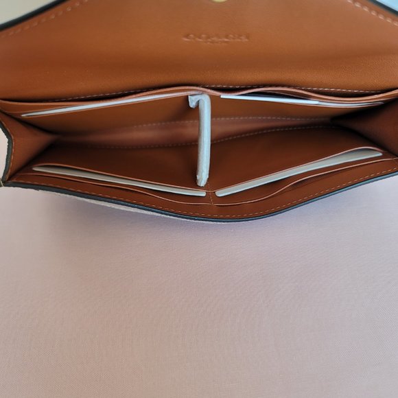 COACH Wyn Colorblocked Crossgrain Leather Large Wallet- Light Camel Multi⭐ - Picture 14 of 16